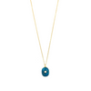 Ashley Gold Stainless Steel Gold Plated Blue Semi Precious Center CZ Necklace
