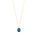 Ashley Gold Stainless Steel Gold Plated Blue Semi Precious Center CZ Necklace