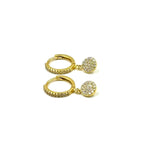 Ashley Gold Sterling Silver Gold Plated Huggies CZ Drop Single Disc Earrings