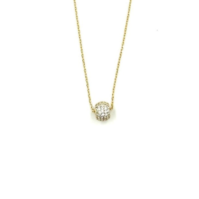 Ashley Gold Sterling Silver Gold Plated Floating CZ Bar Necklace