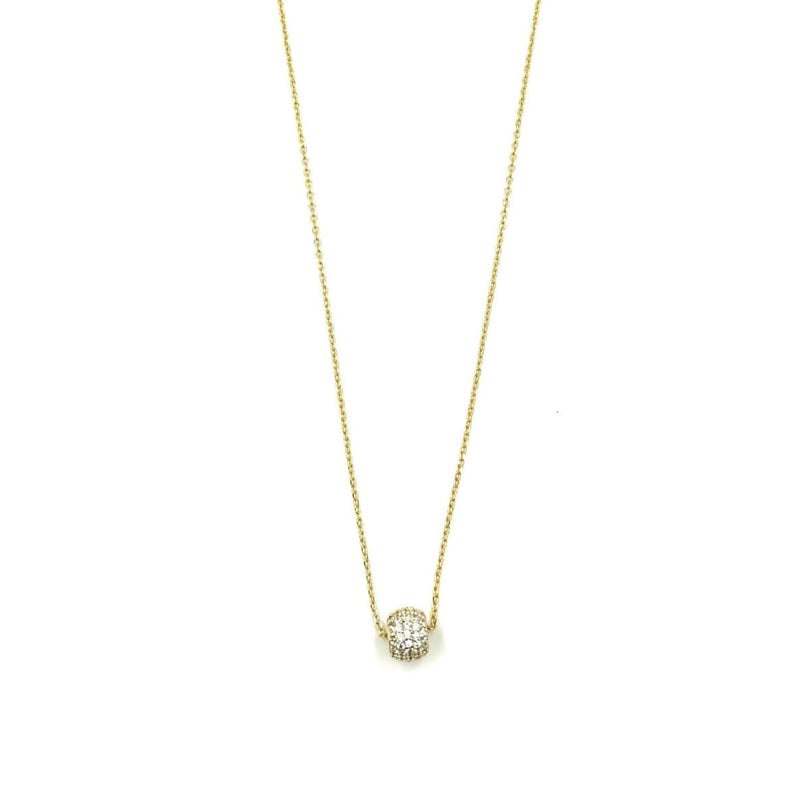 Ashley Gold Sterling Silver Gold Plated Floating CZ Bar Necklace