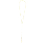 Ashley Gold Sterling Silver Gold Plated Link Chain Lariat With Alternating CZ's And Bars Necklace