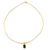 Ashley Gold Sterling Silver Gold Plated Wire Chain Green Emerald Shaped Pendant Necklace