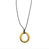 Ashley Gold Stainless Steel Gold Plated Open Circle Leather Adjustable Necklace