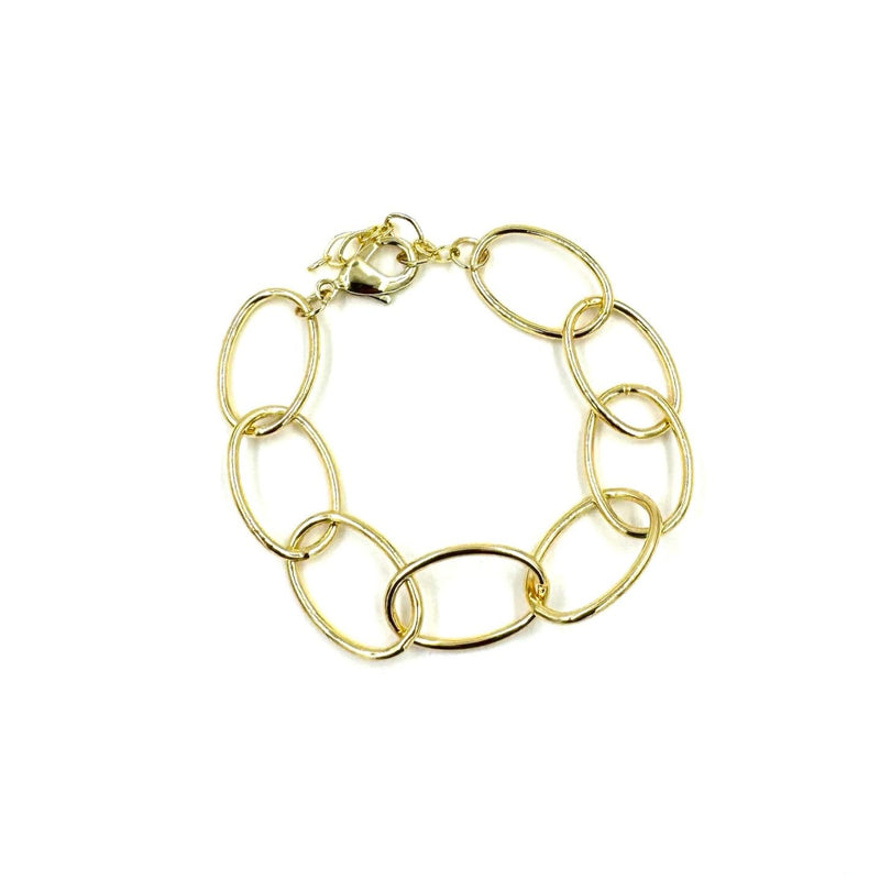 Ashley Gold Stainless Steel Gold Plated Open Large Link Design Bracelet