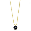 Ashley Gold Stainless Steel Gold Plated Circle Link Chain With Enamel Hexagon Single Colored CZ Pendant Necklace