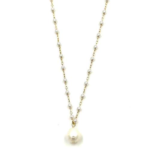 Ashley Gold Stainless Steel Gold Plated Pearls By The Yard Design Single Pearl Necklace