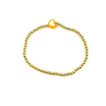 Ashley Gold Stainless Steel Gold Plated Stretch Beaded Pastel Heart Bracelet