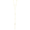 Ashley Gold Sterling Silver Gold Plated Link Chain Lariat With Alternating CZ's And Bars Necklace