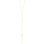 Ashley Gold Sterling Silver Gold Plated Link Chain Lariat With Alternating CZ's And Bars Necklace