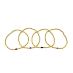 Ashley Gold Stainless Steel Gold Plated Single Evil Eye Beaded Ball Stretch Bracelet
