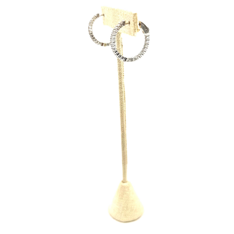 Ashley Gold Stainless Steel Inside/Outside CZ 1" Hoop Earrings