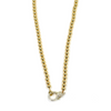 Ashley Gold Stainless Steel Gold Plated Ball Design Chain Center CZ Lock Necklace