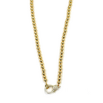 Ashley Gold Stainless Steel Gold Plated Ball Design Chain Center CZ Lock Necklace