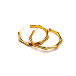 Ashley Gold Stainless Steel Gold Plated Open Bamboo Hoop Earrings