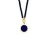 Ashley Gold Stainless Steel Gold Plated Semi Precious Donut Shaped Beaded Chain With Circle Enamel Pendant Necklace