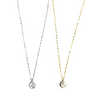 Ashley Gold Sterling Silver Half Moon CZ Pendant Necklace