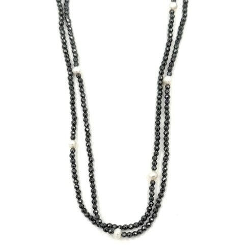 Ashley Gold Stainless Steel With Semi Precious Beaded And Fresh Water Pearl Necklace