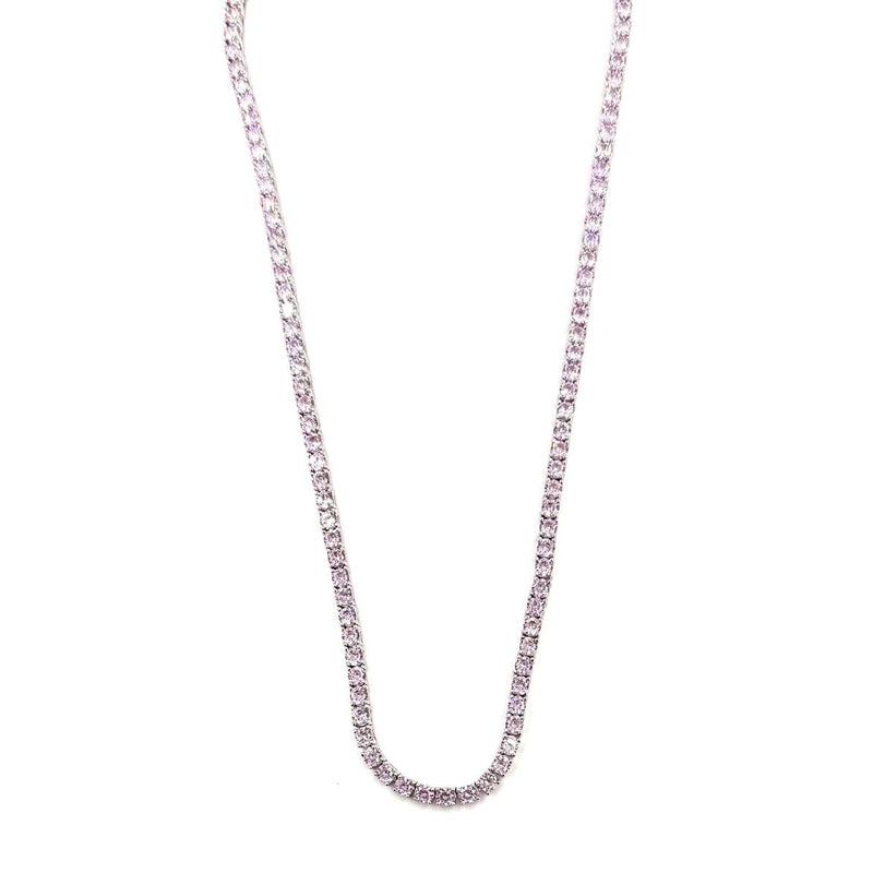 Ashley Gold Sterling Silver Pink CZ Tennis Necklace