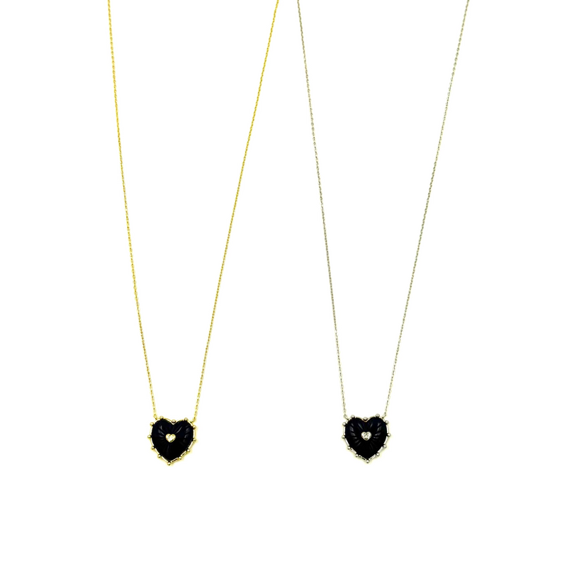 Ashley Gold Sterling Silver Semi Precious Heart Pendant With CZ Necklace
