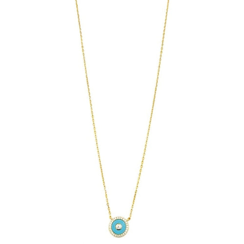 Ashley Gold Sterling Silver Gold Plated Enamel Circle CZ Necklace