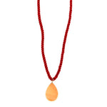 Ashley Gold Stainless Steel Gold Plated Pink Twisted Design Cord Enamel Pendant Necklace