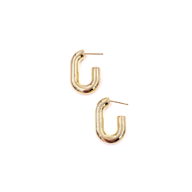 Ashley Gold Stainless Steel Rectangle Open Back Hoop Earrings