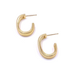 Ashley Gold Stainless Steel Ribbed Half Oval Hoop Earrings