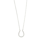 Ashley Gold Sterling Silver Horseshoe CZ Drop Pendant Necklace