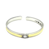 Ashley Gold Stainless Steel Emerald Cut CZ Design Bangle Bracelet
