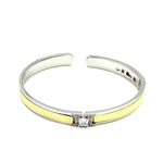 Ashley Gold Stainless Steel Emerald Cut CZ Design Bangle Bracelet