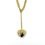 Ashley Gold Large Puff Heart Design Link Lariat Necklace