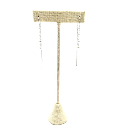 Ashley Gold Sterling Silver Fresh Water Pearl Threader Drop Earrings