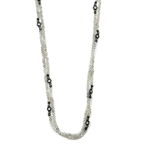 Ashley Gold Stainless Steel with Bezel CZ And Beaded Necklace