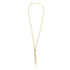 Ashley Gold Sterling Silver Gold Plated Tie Front CZ Lariat Necklace