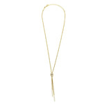 Ashley Gold Sterling Silver Gold Plated Tie Front CZ Lariat Necklace