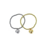 Ashley Gold Stainless Steel Ball Beaded Stretch Dangle Heart Pendant Bracelet