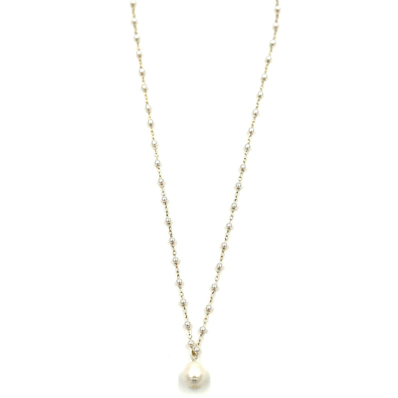 Ashley Gold Stainless Steel Gold Plated Pearls By The Yard Design Single Pearl Necklace