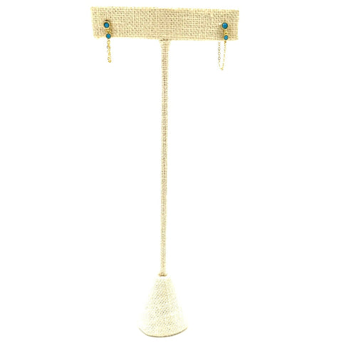 Ashley Gold Sterling Silver Gold Plated Chain Design And Turquoise Earrings