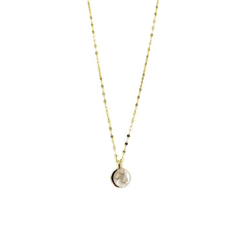 Ashley Gold Sterling Silver Half Moon CZ Pendant Necklace