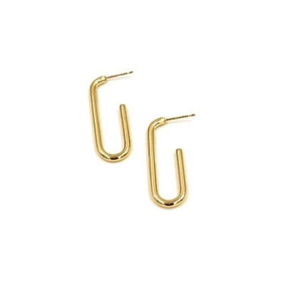 Ashley Gold Stainless Steel Gold Plated Rectangle Open Back Hoop Earrings