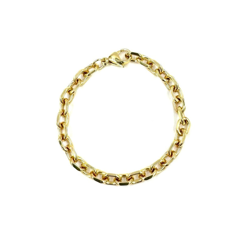 Ashley Gold Stainless Steel Gold Plated Flat Double Link Design Bracelet