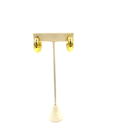 Ashley Gold Stainless Steel Gold Plated Small Puff Design Half Design Hoop Earrings