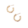 Ashley Gold Stainless Steel Gold Plated Twist And Diamond Cut 1/2" Diameter Hoop Earrings