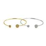 Ashley Gold Stainless Steel Double Disc CZ Bangle Bracelet