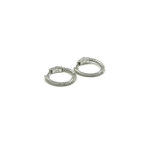 Ashley Gold Sterling Silver .75" Inside/Outside CZ Hoops Earrings