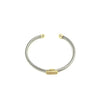 Ashley Gold Stainless Steel CZ Bar Two Toned And Twisted Rope Design Open Bangle Bracelet