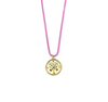 Ashley Gold Stainless Steel Gold Plated NSEW Pendant And Enamel Pink Necklace