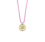 Ashley Gold Stainless Steel Gold Plated NSEW Pendant And Enamel Pink Necklace