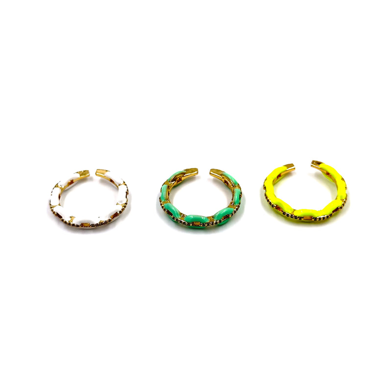 Ashley Gold Stainless Steel Gold Plated Enamel Twist Design Ring